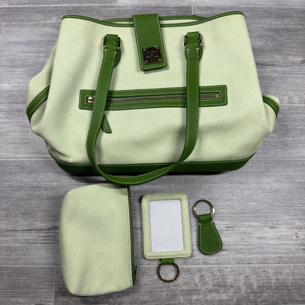 Dooney & Bourke 1975 LN26C Green Handbag Tote Purse Three Piece Set Coin Bag